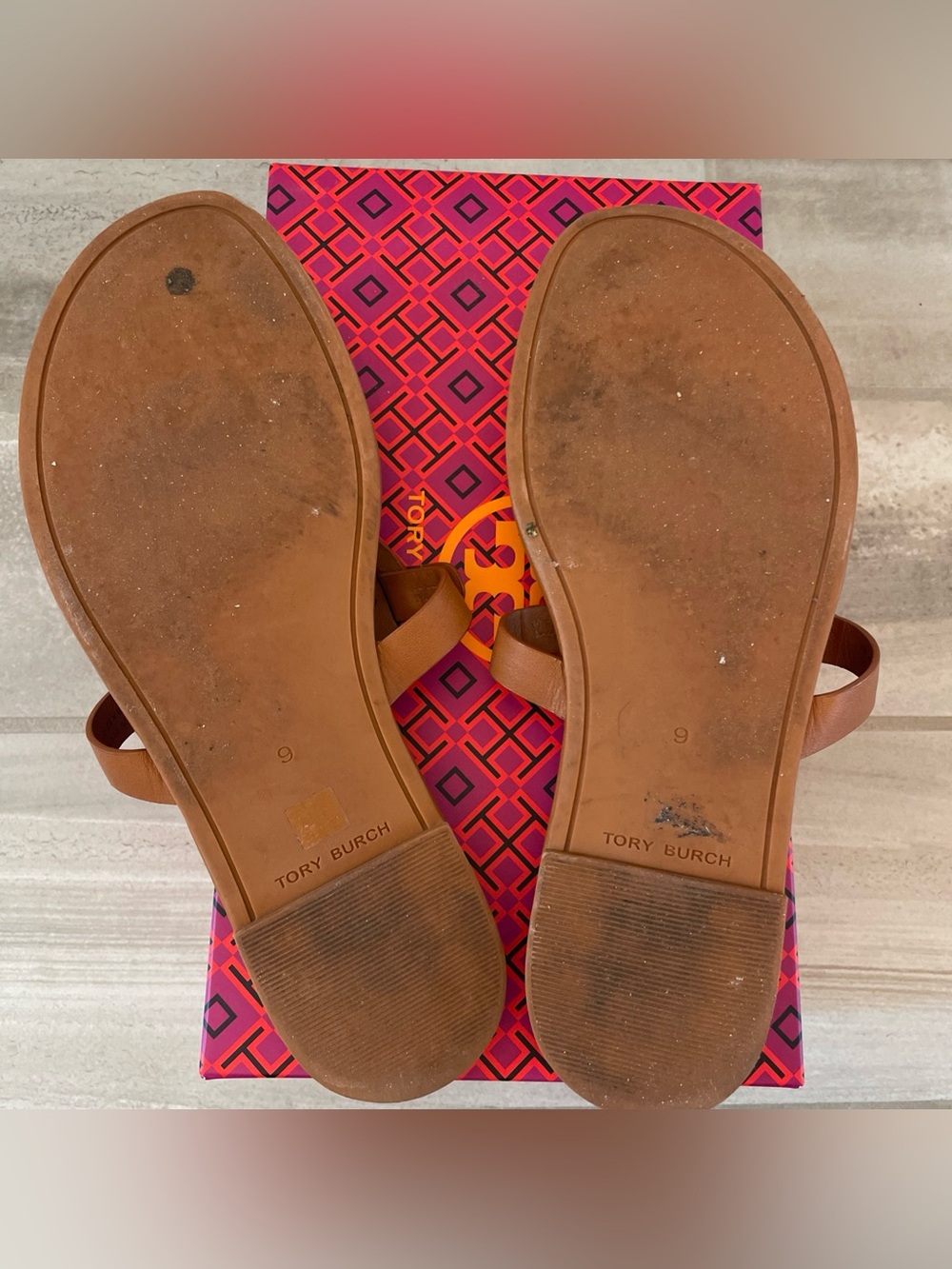 Tory Burch Miller Calf Leather Miele Style 90582 Tan Brown Size 9 - Picture 8 of 9